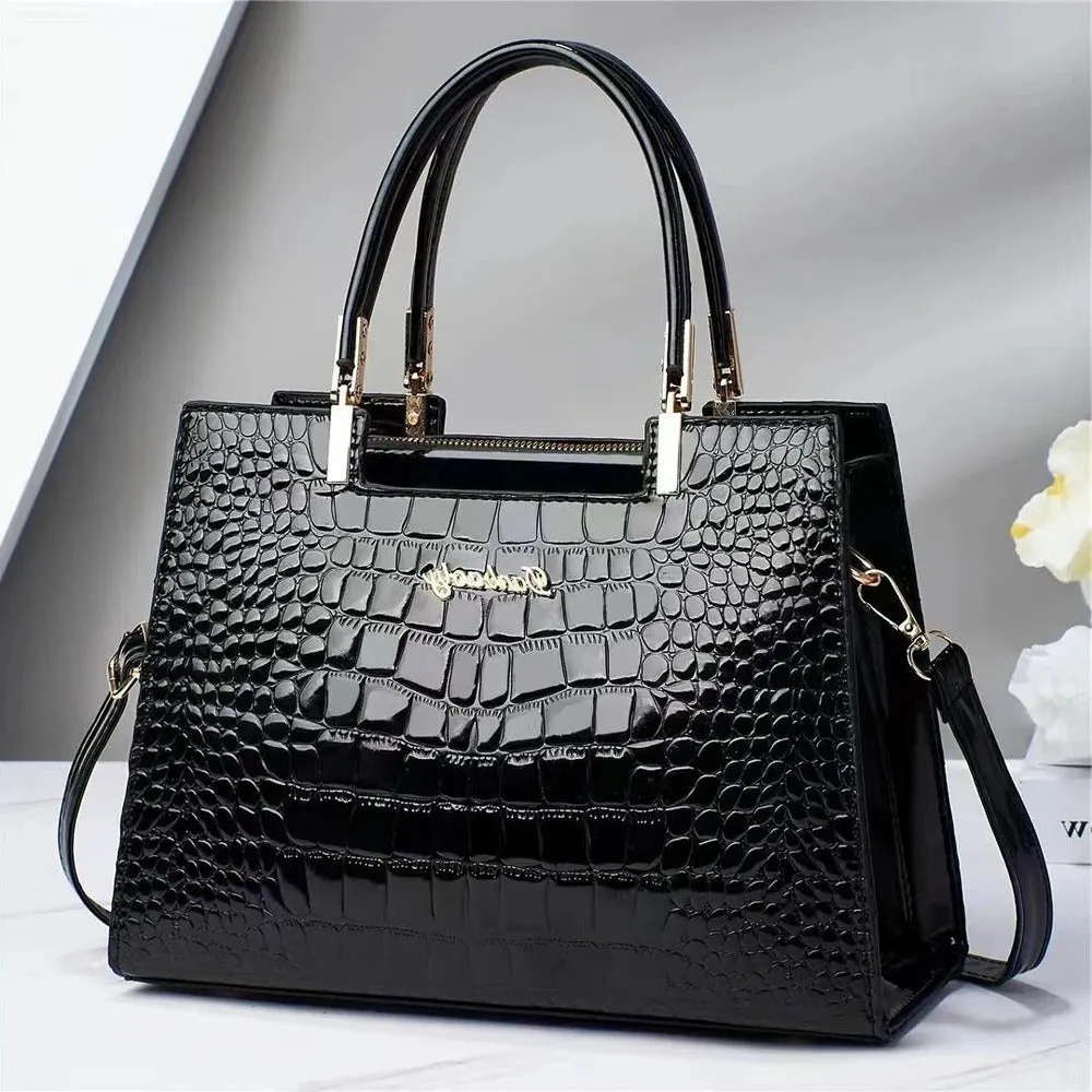Shiny crocodile handbag
