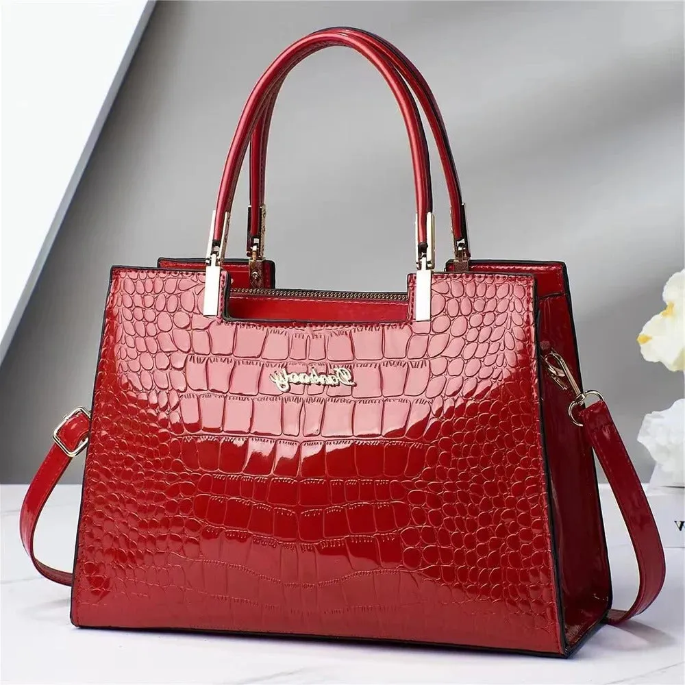 Shiny crocodile handbag