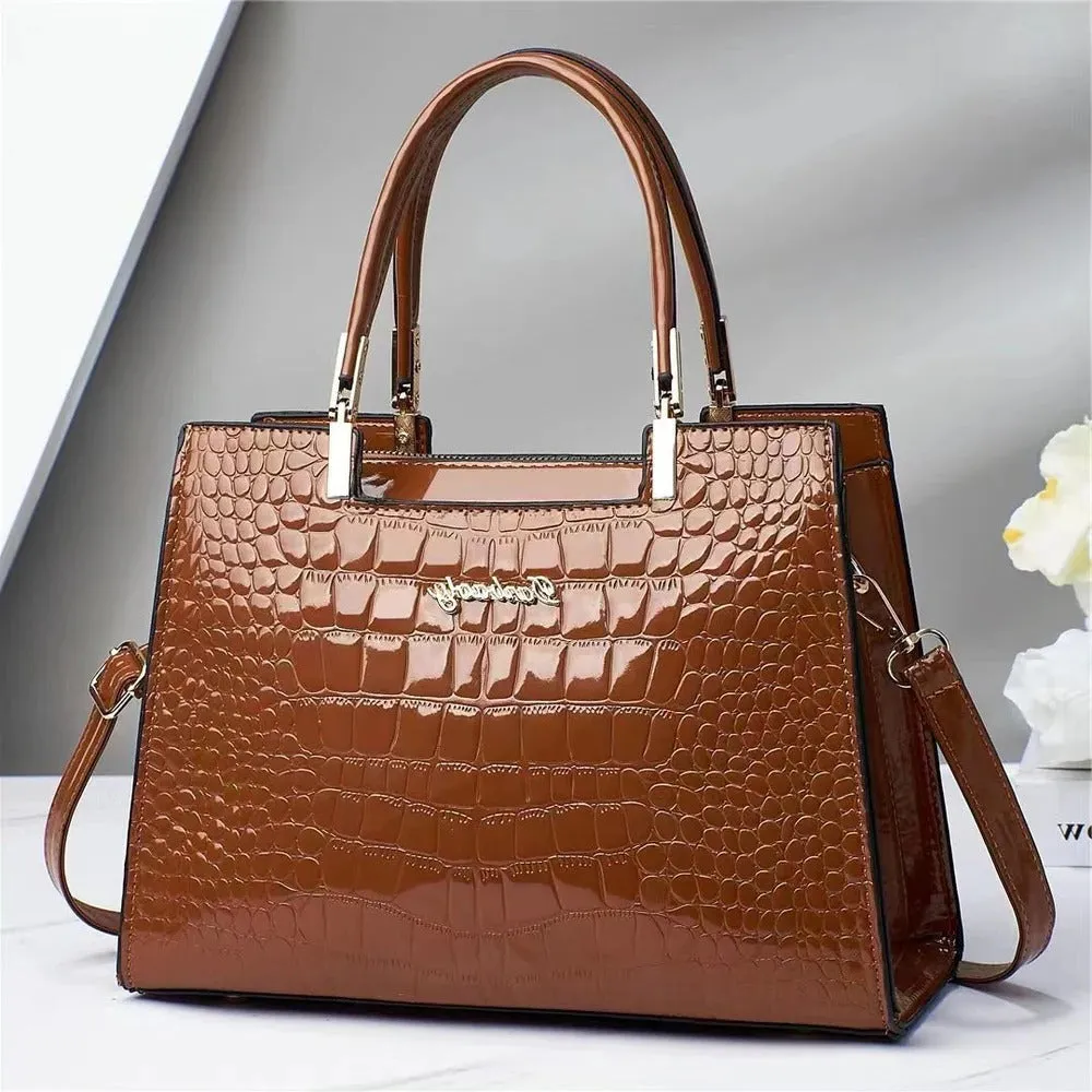 Shiny crocodile handbag