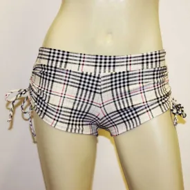 Side Tie Short- White Plaid