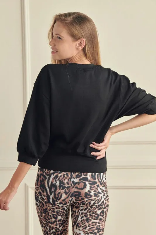 Solid Cropped Scuba Sweatshirt