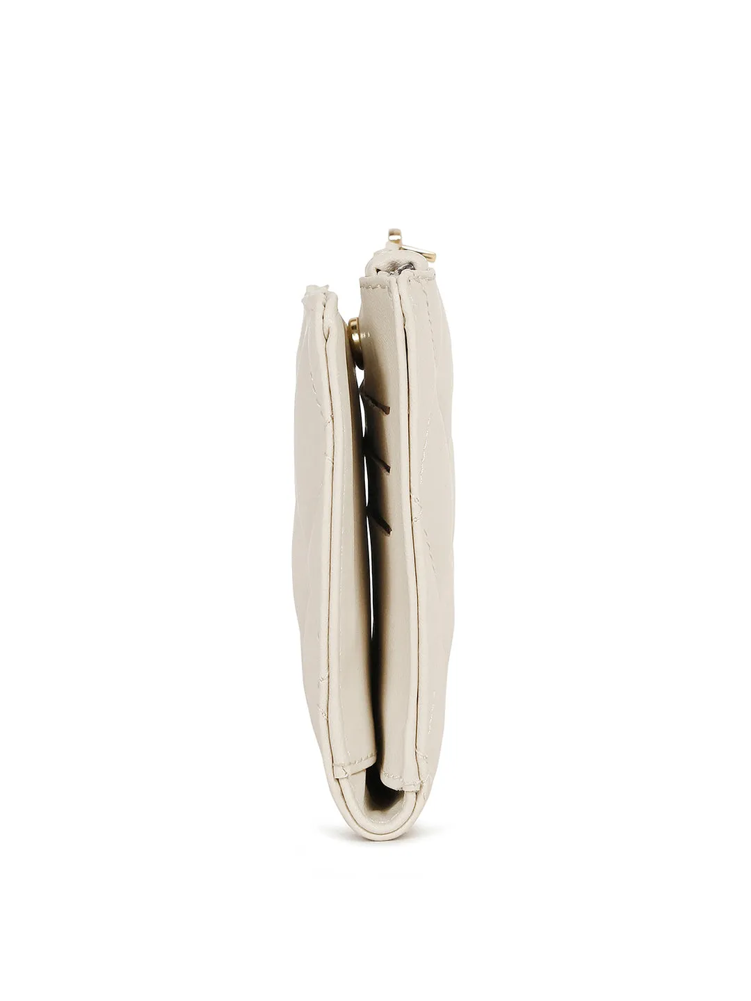 Stylish Beige Clutch Purse for Women with Snap Button Closure