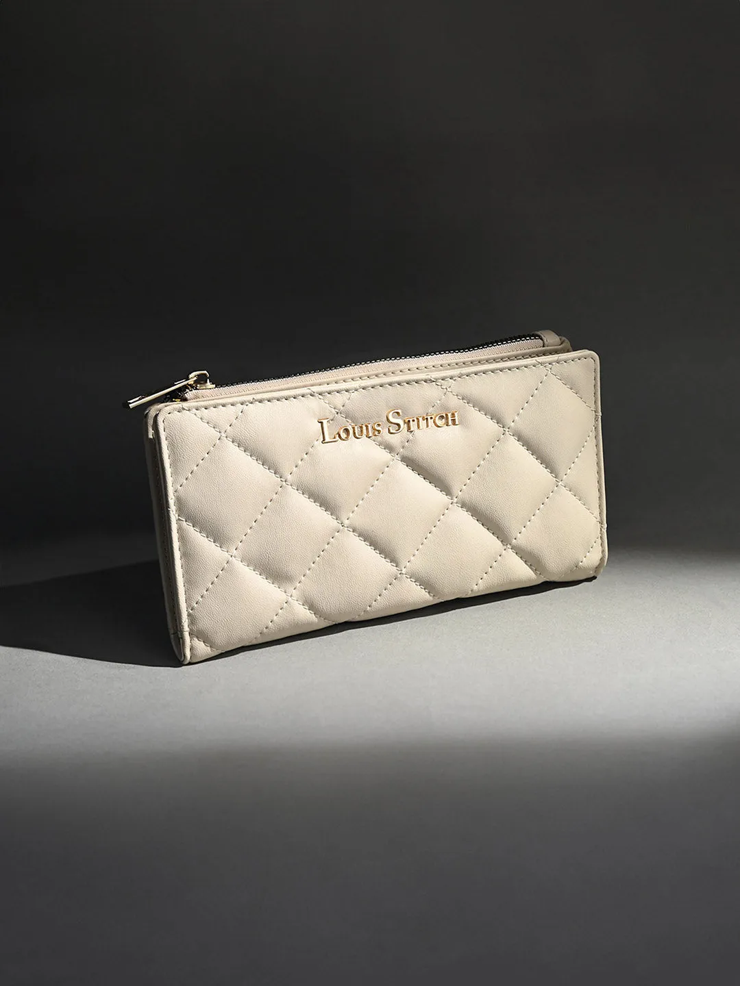 Stylish Beige Clutch Purse for Women with Snap Button Closure