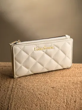 Stylish Beige Clutch Purse for Women with Snap Button Closure