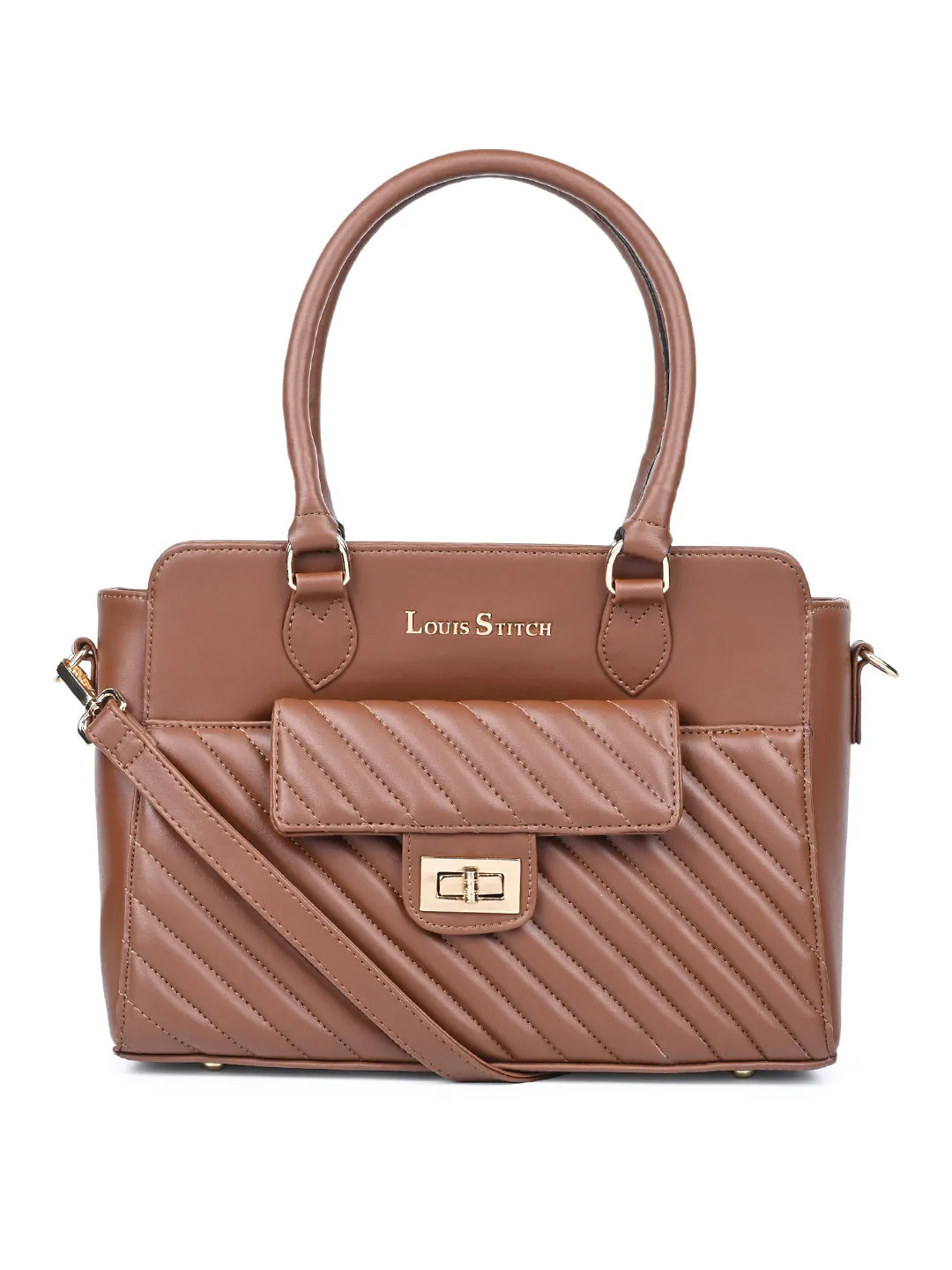 Stylish Brown Multi-Pocket Satchel Handbag for Women