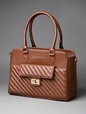 Stylish Brown Multi-Pocket Satchel Handbag for Women