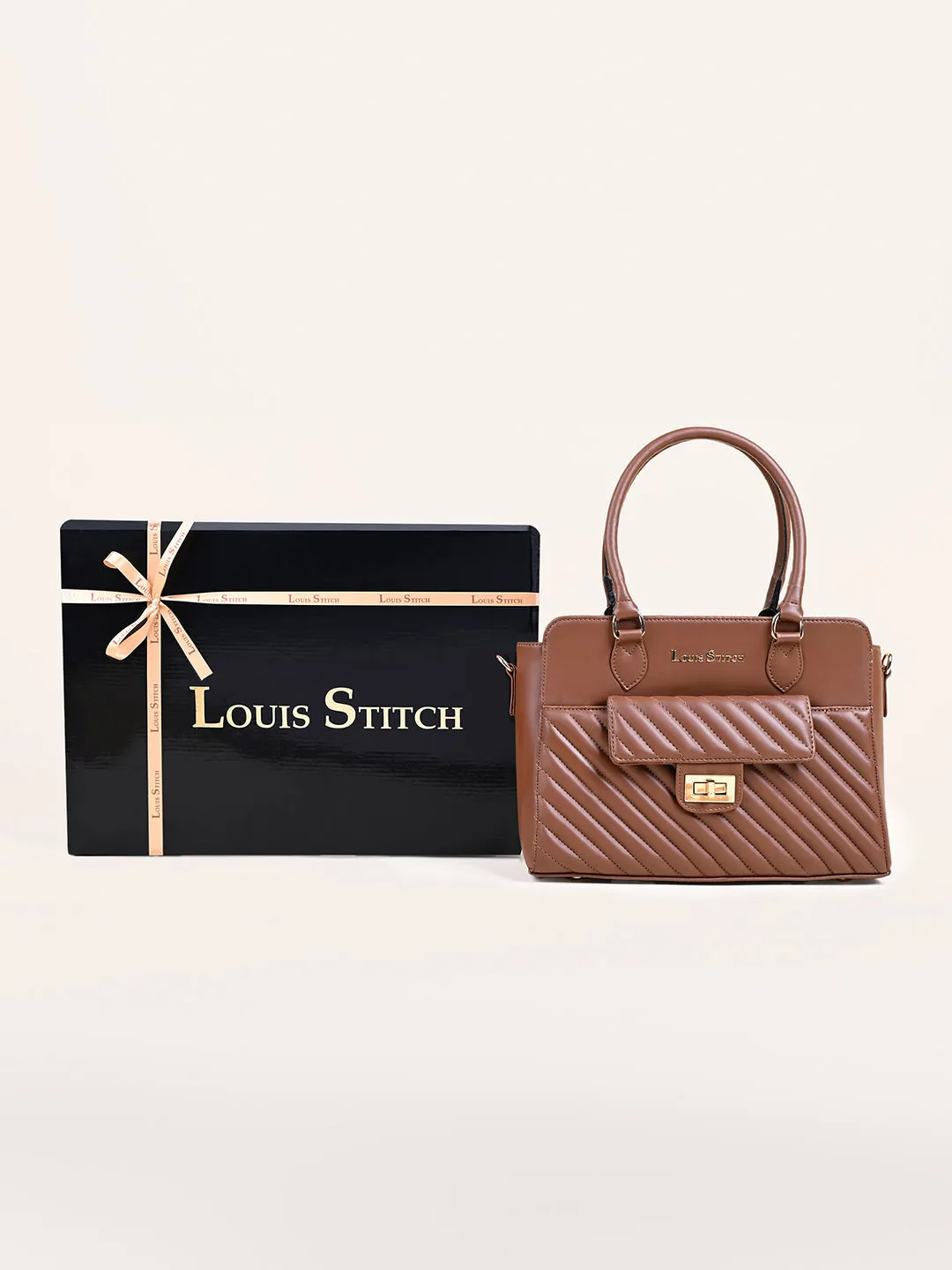 Stylish Brown Multi-Pocket Satchel Handbag for Women
