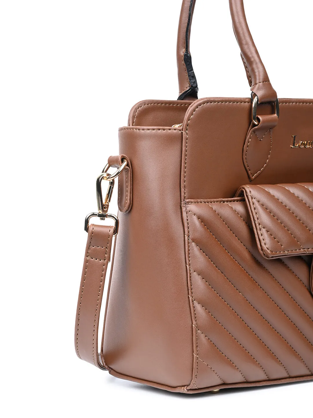 Stylish Brown Multi-Pocket Satchel Handbag for Women