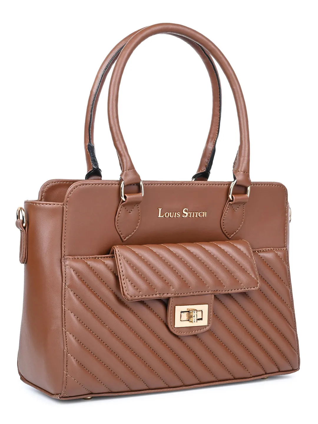 Stylish Brown Multi-Pocket Satchel Handbag for Women