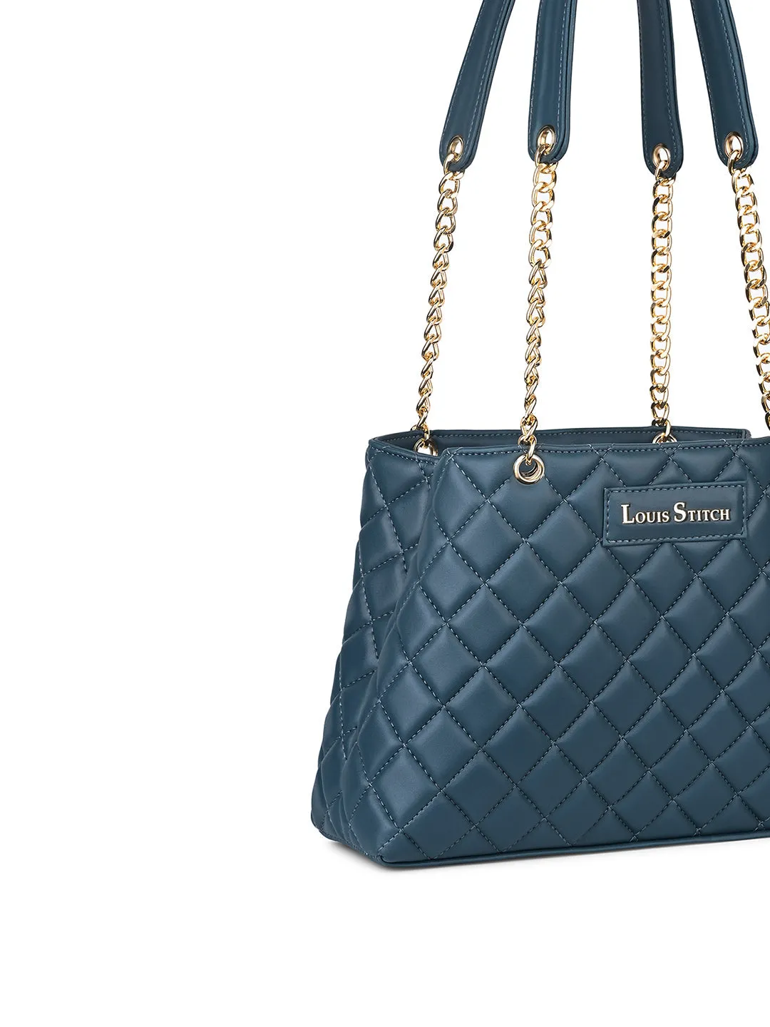 Stylish Dark Blue Multi Pocket Ladies Satchel Handbag