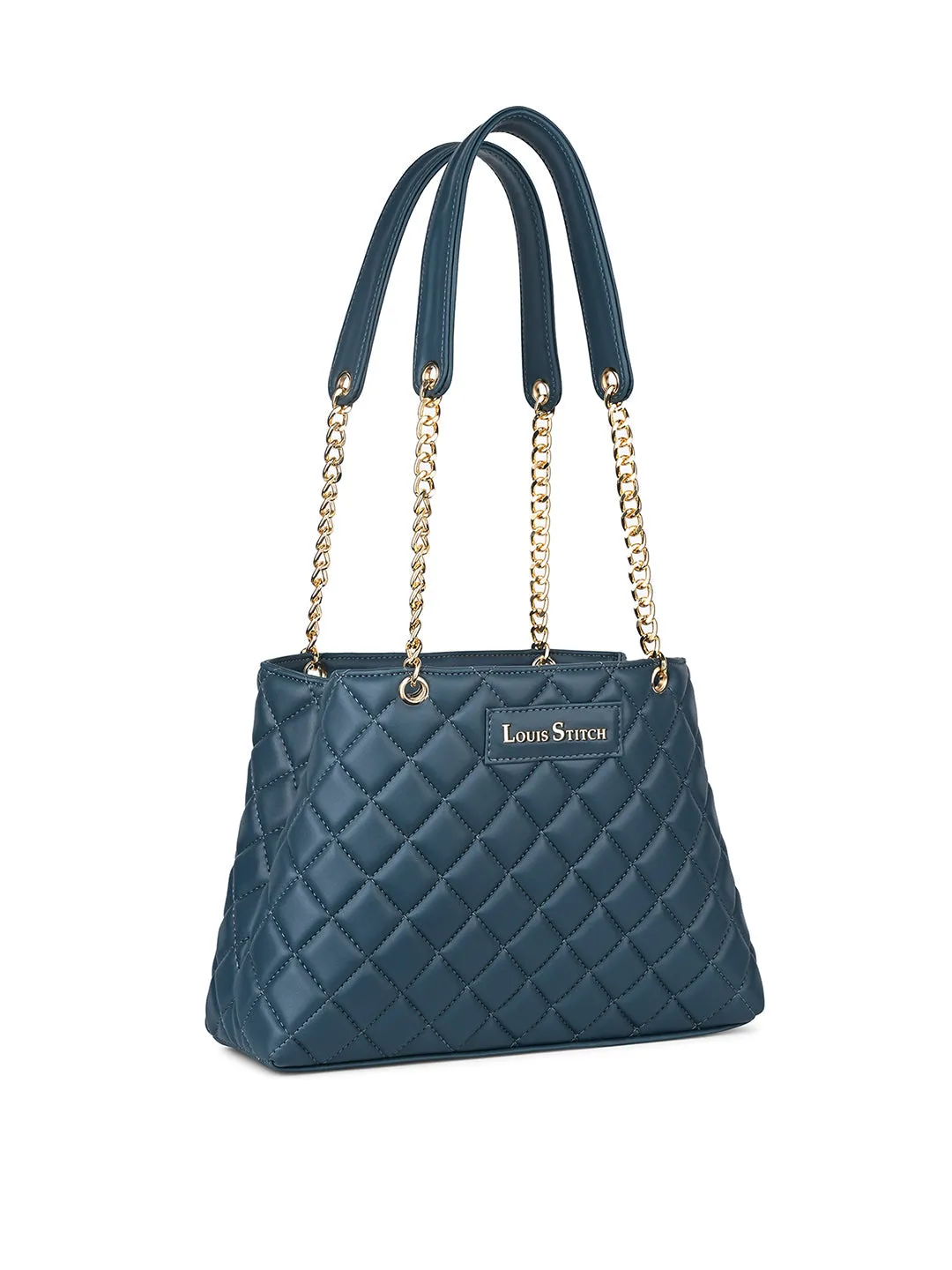 Stylish Dark Blue Multi Pocket Ladies Satchel Handbag