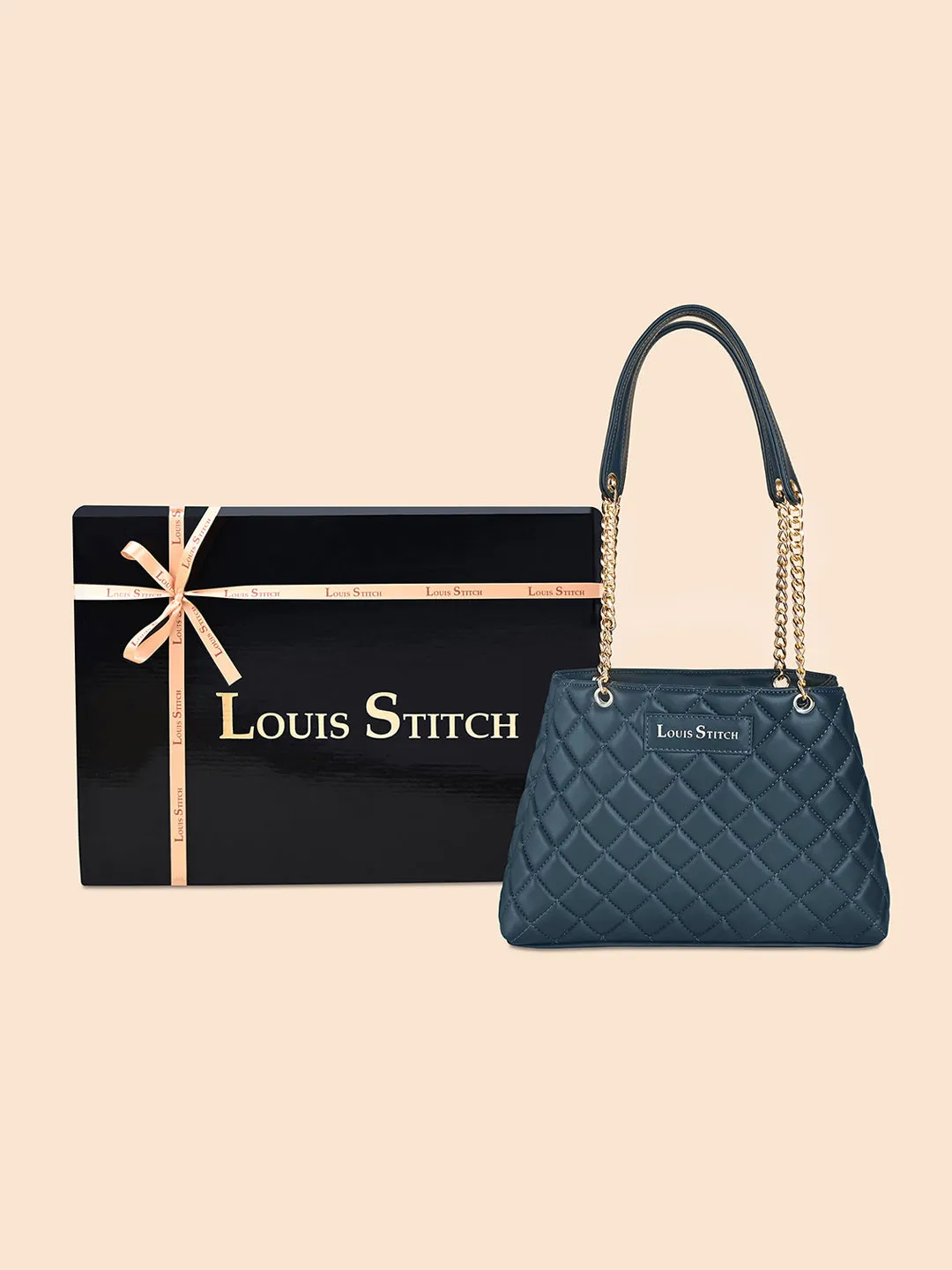 Stylish Dark Blue Multi Pocket Ladies Satchel Handbag