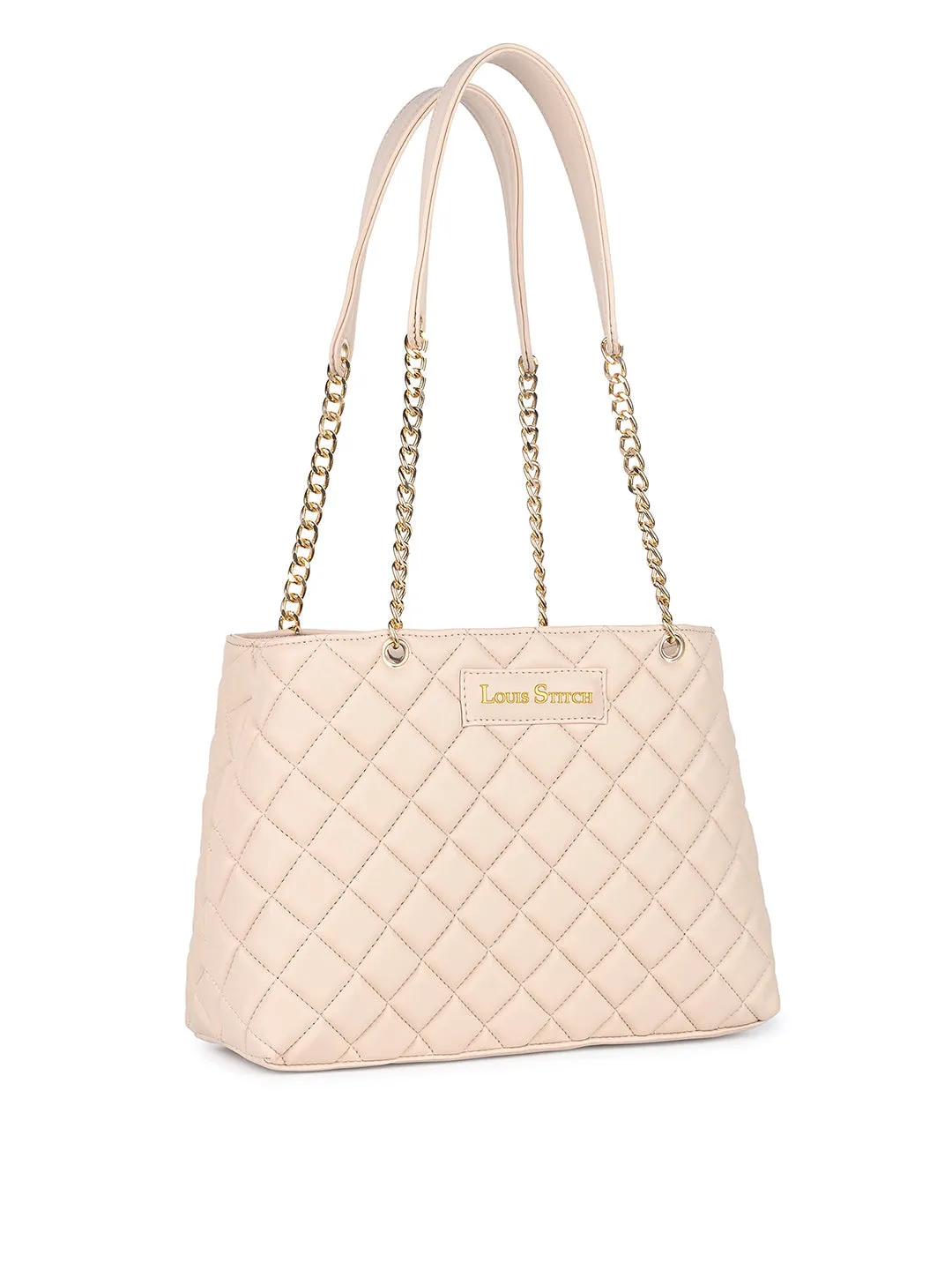 Stylish Peach Multi Pocket Ladies Satchel Handbag