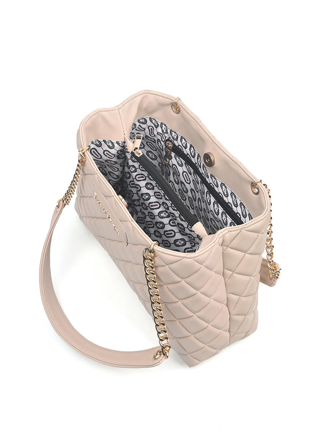 Stylish Peach Multi Pocket Ladies Satchel Handbag